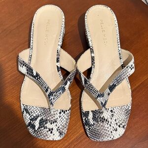 Pelle Moda Snakeskin Sandals - Black and Cream